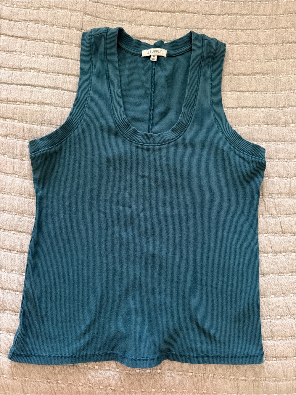Z supply Teal Ribbed Scoop Neck Tank - Women's- size medium